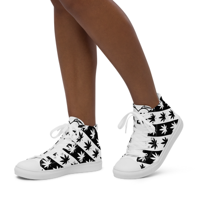 Sneakers alte in tela da donna CANNABIS B/W - Gufetto Brand 