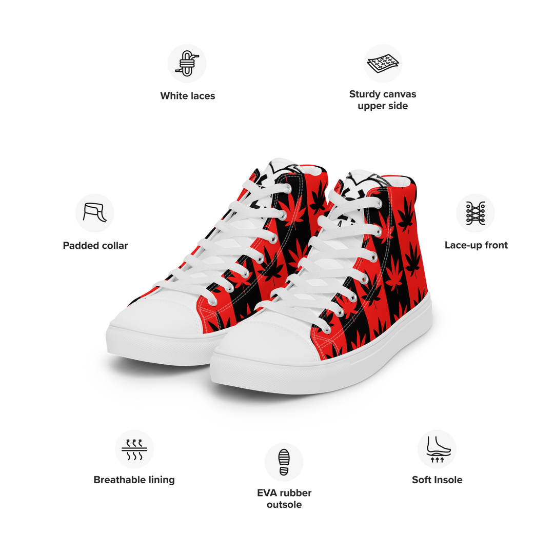 Sneakers alte in tela da donna CANNABIS ROSSE - Gufetto Brand 