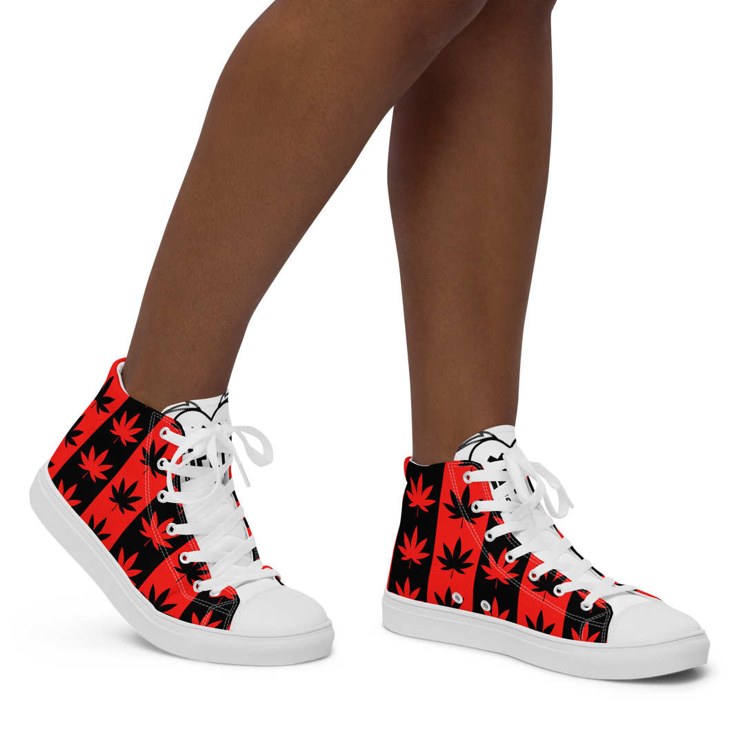 Sneakers alte in tela da donna CANNABIS ROSSE - Gufetto Brand 