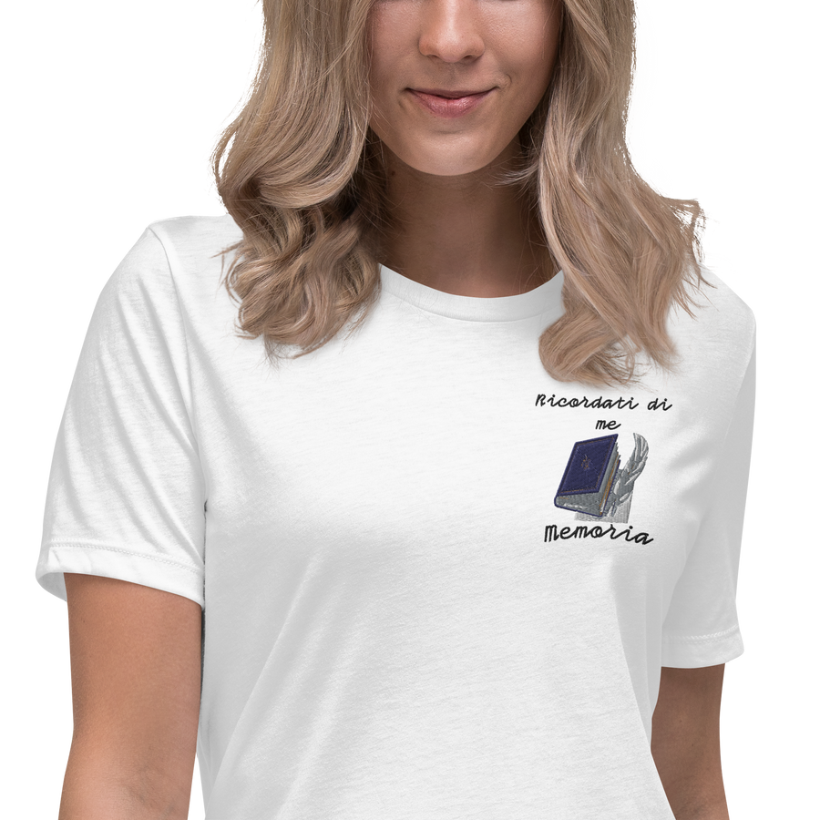 T-shirt Ricamata Donna Ricordati di Me Libro e Penna - Gufetto Brand 