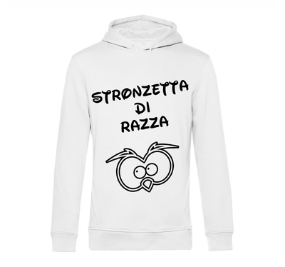 Felpa Cappuccio donna Bianca Stronzetta di Razza Outlet - Gufetto Brand 