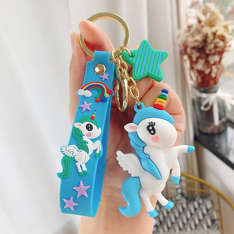 Cartoon Rainbow Horse Keychain Women Cute Unicorn Car Bag Key Chain Resin Charm Kids Bag Pendant Keyring Gifts - Gufetto Brand 