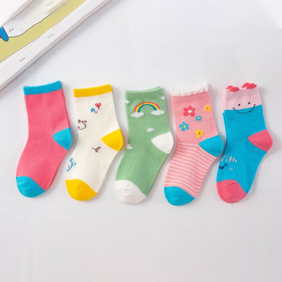 5 Pair Jacquard Cat Unicorn Rabbit Comfort Warm Cotton High Quality Kids Girl Baby Socks Child Boy Newborn Socks Miaoyoutong - Gufetto Brand 