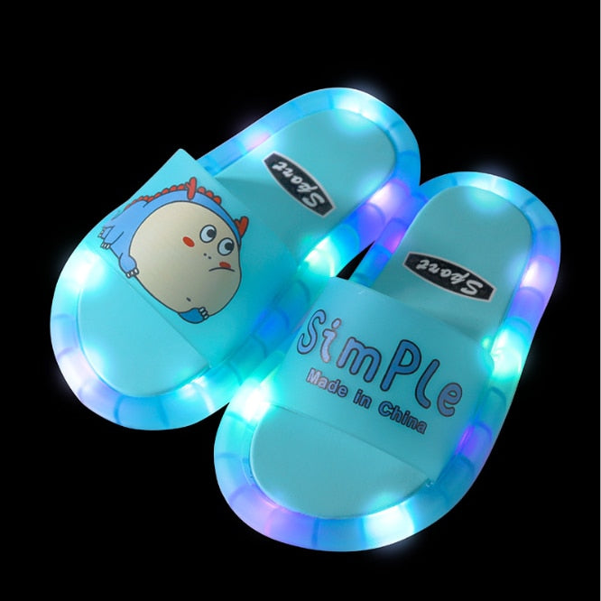 Pantofole luminose per bambini Comode per casa con luce a led antiscivolo in PVC morbido - Gufetto Brand 