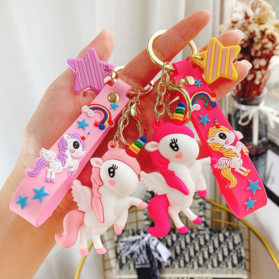 Cartoon Rainbow Horse Keychain Women Cute Unicorn Car Bag Key Chain Resin Charm Kids Bag Pendant Keyring Gifts - Gufetto Brand 