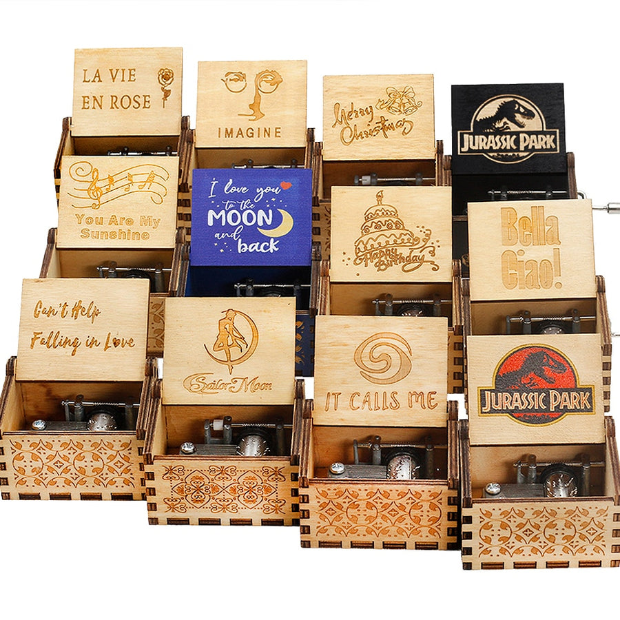 Carillon Queen a manovella in legno caldo Tema Bohemian Rhapsody Love Dad Love Mom You Are Our Sunshine compleanno Regalo di Natale - Gufetto Brand 