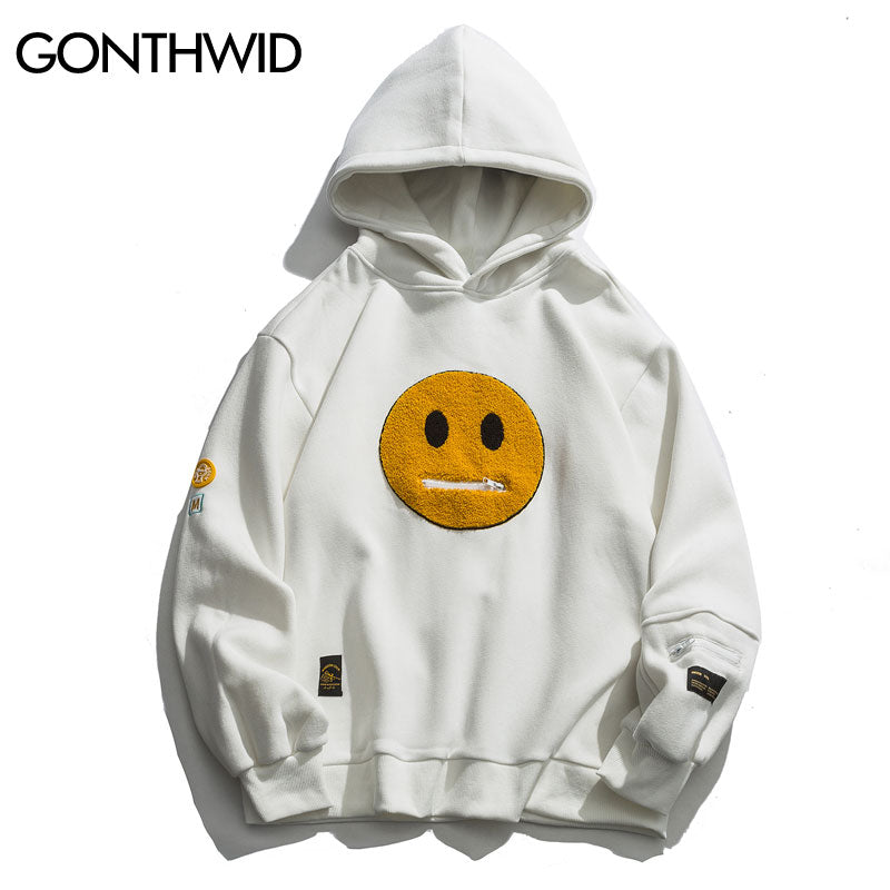 GONTHWID Tasca Con Cerniera Sorriso Viso Patchwork Felpe In Pile - Gufetto Brand 