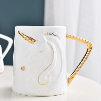 Gorgeous Relief Unicorn Coffee Mug with Mobile Phone Holder Lid Cute Water Tea Ceramic Milk Breakfast Cup Creative Gift - Gufetto Brand 