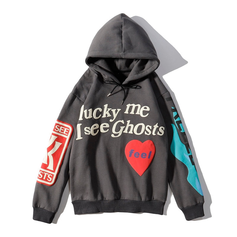 Harajuku Retro Smiley Flame Print Round Neck Sweatshirts Men and Women Plus Velvet Streetwear Fleece Hoodie Pullover - Gufetto Brand 