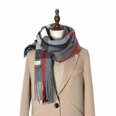 Brand plaid women’s scarf cashmere shawl winter warm plaid scarf cloak thick blanket fringed scarf holiday gift - Gufetto Brand 