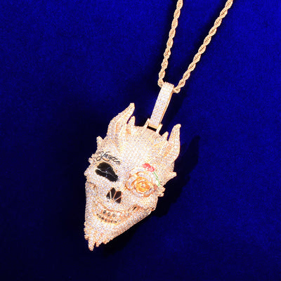 Skull Men's Pendant Cubic Zircon Gold Color Plated Hip Hop Necklace Rock Jewelry - Gufetto Brand 