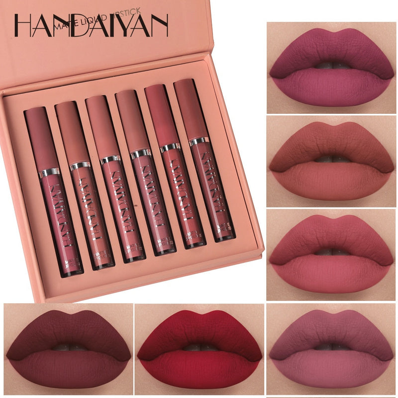 HANDAIYAN 6 Color Matte Liquid Lipstick Sets Lip Gloss for Lips Long Lasting Waterproof Cosmetics Sexy Makeup - Gufetto Brand 