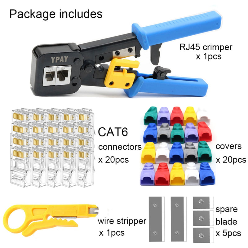 YPAY rj45 cable crimping tools crimper rg45 ethernet internet network pliers rj12 cat5 cat6 networking rj 45 Stripper clamp clip - Gufetto Brand 