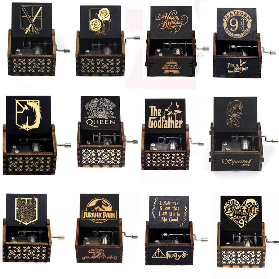 Attacking Giants Stationed Corps Music Box Bianco Blu Nero Legno You're My Sunshine The Godfather Musica Tema Regalo di compleanno - Gufetto Brand 