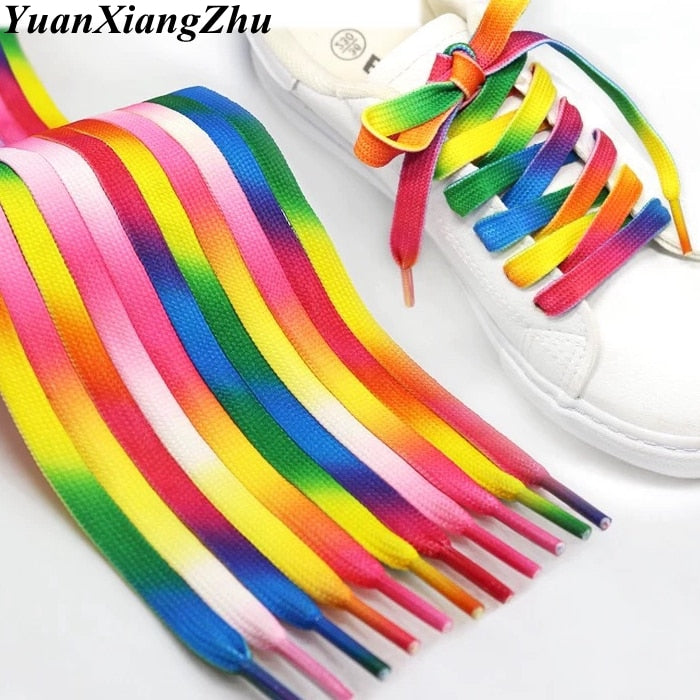 1 paio di lacci colorati arcobaleno sfumato piatto lacci delle scarpe per scarpe casual di tela lacci cromatici di colore 80CM / 100CM / 120CM / 150 - Gufetto Brand 
