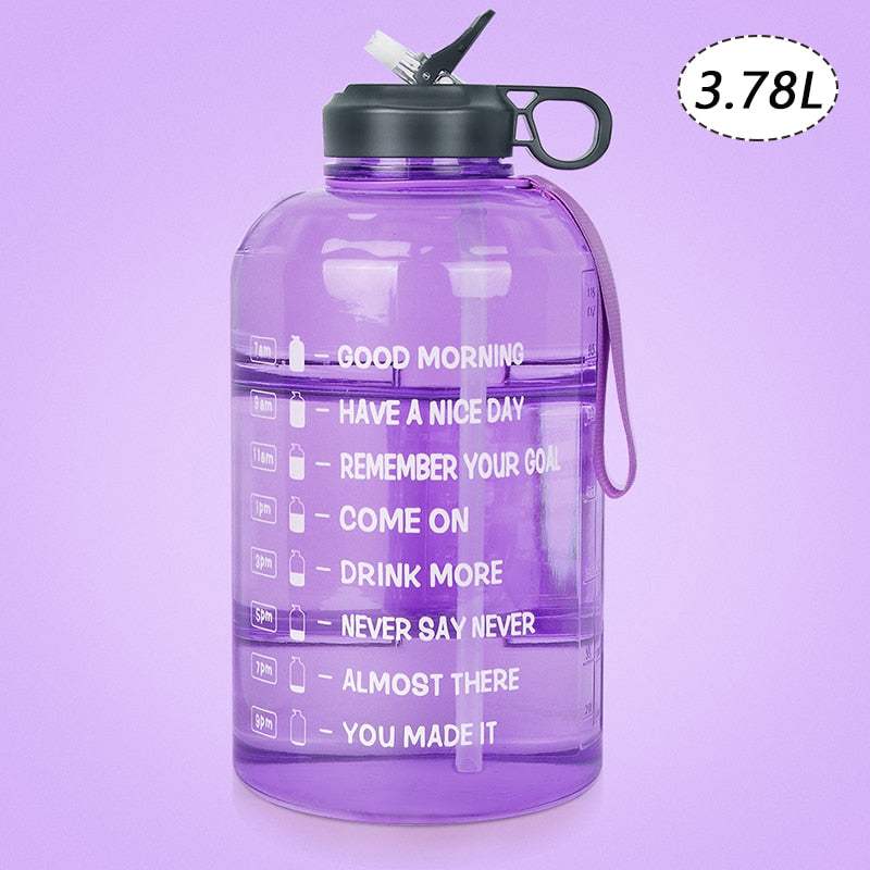 ZOMAKE 2.2/3.78L Gallon Water Bottle with Time Marker &amp; Straw, Motivational Water Jug BPA Free Leakproof Large Water Bottles Gym - Gufetto Brand 