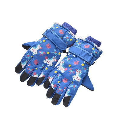 Winter Unicorn Girls Boys Gloves Plush Skiing Kids Mittens Warm Non Slip Waterproof Children Full-Finger Gloves 6-10Years - Gufetto Brand 