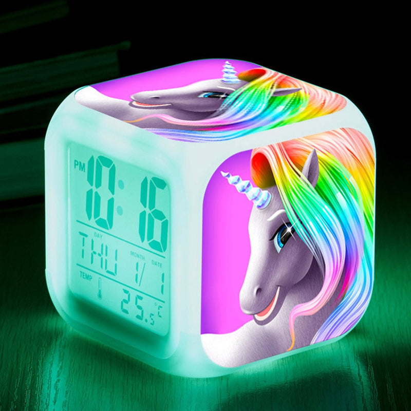 Alarm Clock Light Unicorn LED Change Digital Color Multi-Function Bedroom Kids Glowing Electronic Clock for Children Gift - Gufetto Brand 