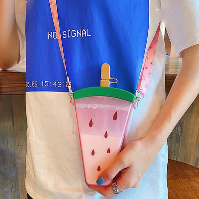 Plastic Water Bottles Cute Watermelon Ice Cream Water Bottle with Straw Bottle Anti-fall Portable Popsicle Cup Kids Water - Gufetto Brand 