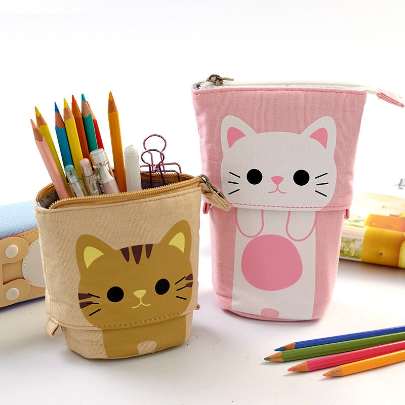 Cute Cat School Pencil Case for Girls Boy Pencilcase Canvas Cartridge Pen Bag Kawaii Unicorn Pen Box Stationery Korean Penal Kit - Gufetto Brand 