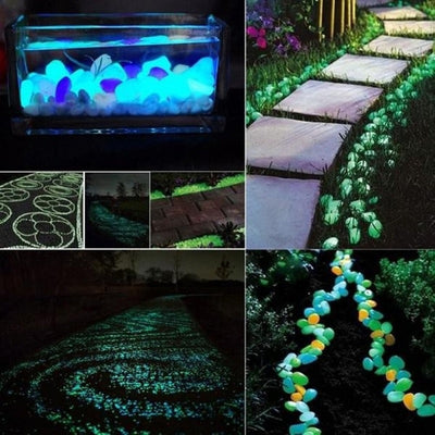 50/100pcs Luminous Stones Garden Pebbles Glow Stones Rocks for Walkways Garden Path Patio Lawn Garden Yard Decor - Gufetto Brand 