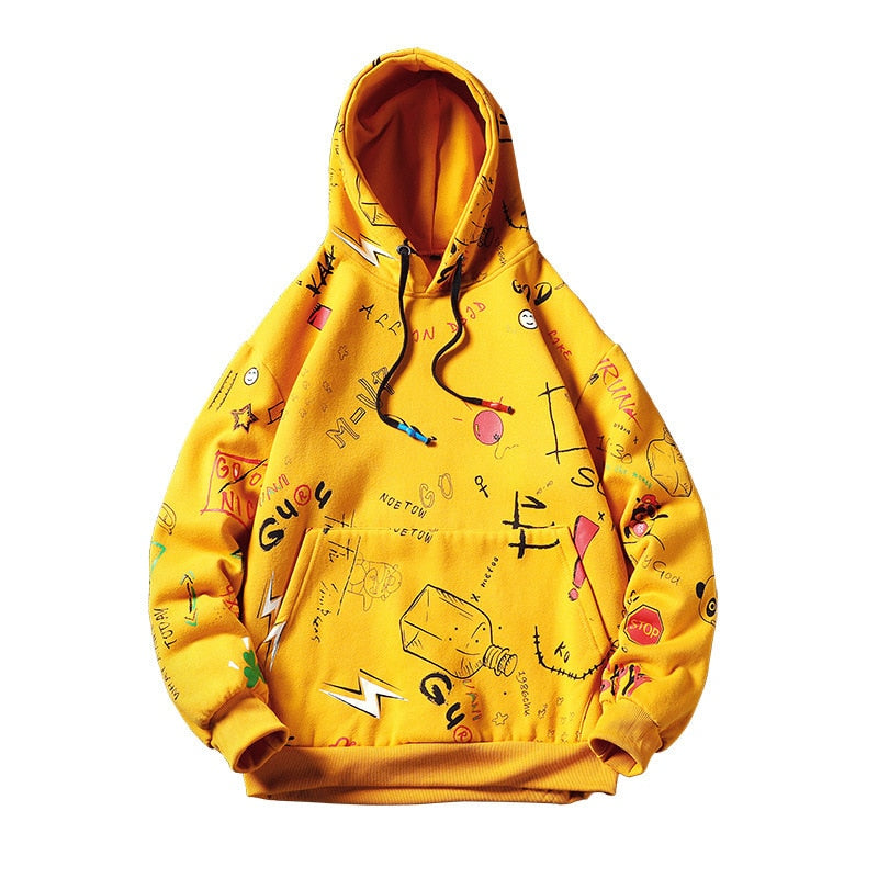 GONTHWID Japanese Anime Graffiti Print Hooded Sweatshirts Streetwear Hip Hop Harajuku Casual Pullover Hoodies Mens Fashion Tops - Gufetto Brand 