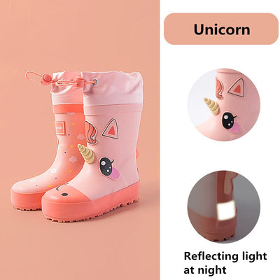Unicorn Kids Rain Boots Boy Girl Waterproof Shoes New Cartoon Printed Fashion Children Rubber Boots With Calf Waterproof Cover - Gufetto Brand 