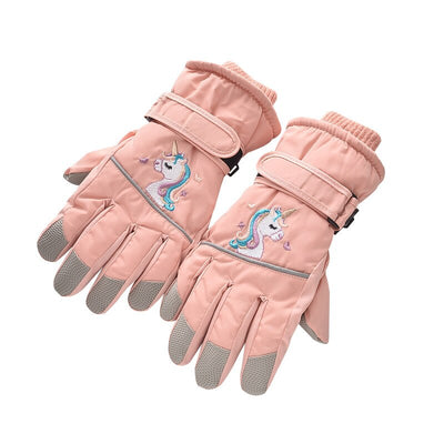 Winter Unicorn Girls Boys Gloves Plush Skiing Kids Mittens Warm Non Slip Waterproof Children Full-Finger Gloves 6-10Years - Gufetto Brand 
