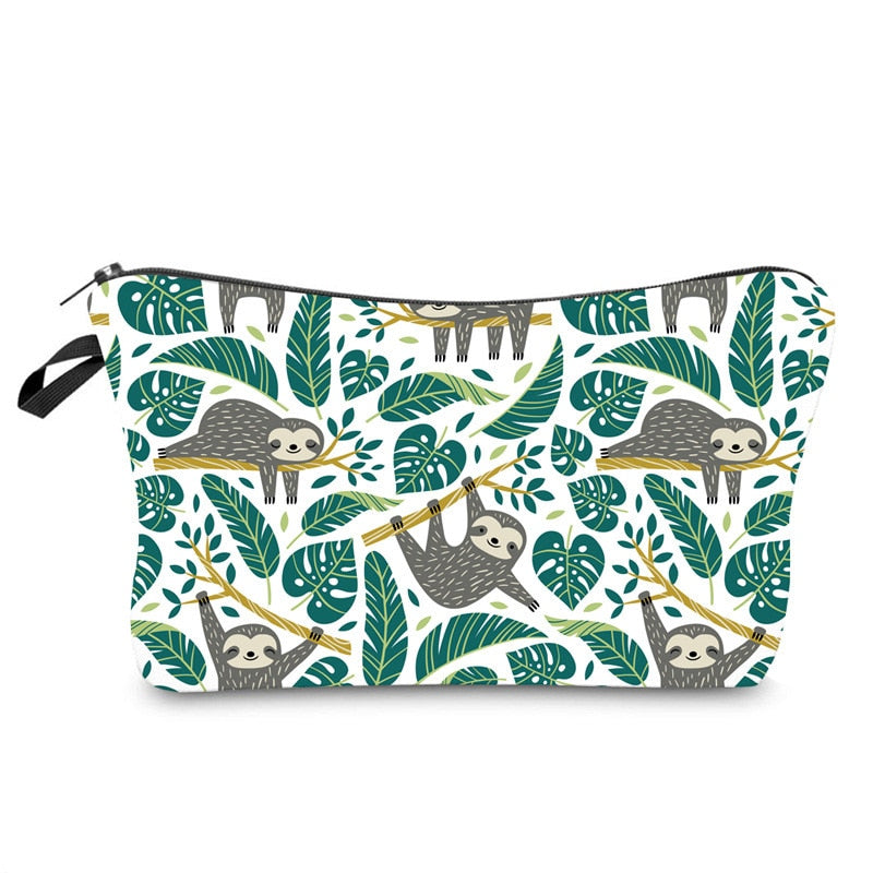 FUDEAM Polyester Unicorn Sloth Print Pattern Women Travel Storage Bag Toiletries Organize Cute Cosmetic Bag Portable Make Up Bag - Gufetto Brand 