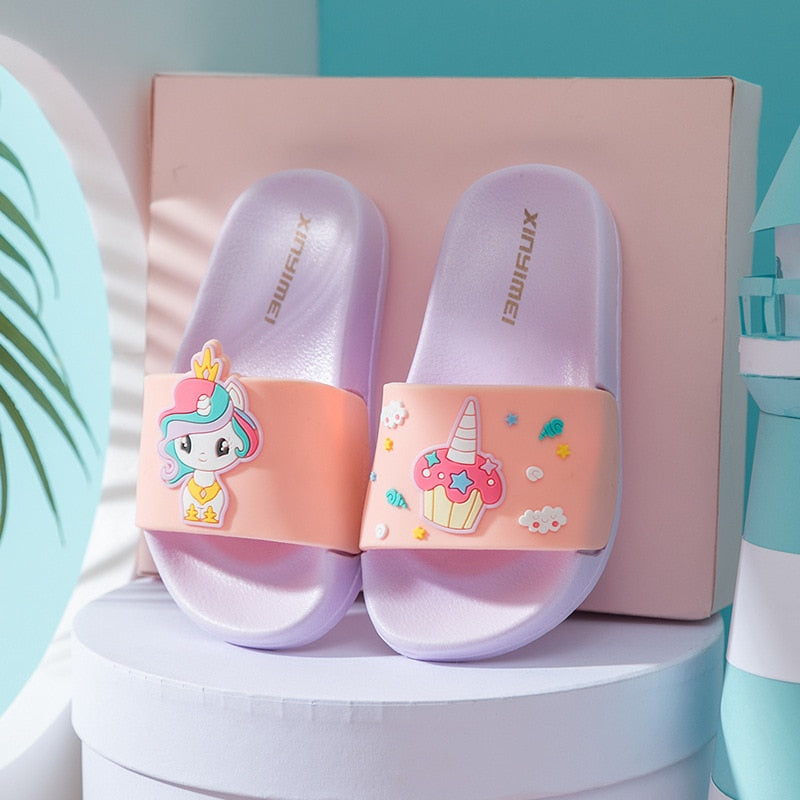 Suihyung Kids Unicorn Slippers 2020 New Summer Toddler Sandals Rainbow Horse Cartoon Girl Slippers Non-slip Bathroom Beach Shoes - Gufetto Brand 