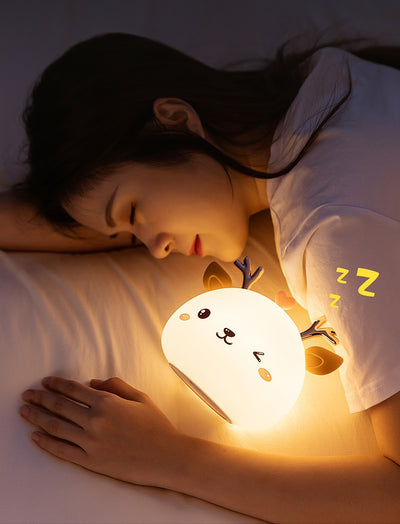 Cute LED Night Light Silicone Touch Sensor 7 Colors Deer Night Lamp Kids Baby Bedroom Desktop Decor Ornaments Battery/USB Charge - Gufetto Brand 