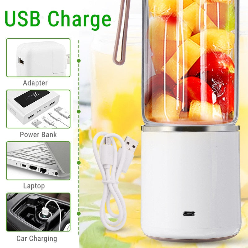 Spremiagrumi portatile USB da 500 ml Mini frullatore elettrico Frutta Verdura Spremiagrumi veloce Robot da cucina da cucina Viaggio fitness - Gufetto Brand 