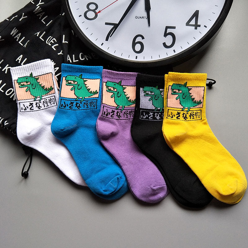 Women Ins Cartoon Patterned Short Funny Socks Cute Animal Dinosaur Socks For Ladies Funny Japan College Wind Concise Socks - Gufetto Brand 