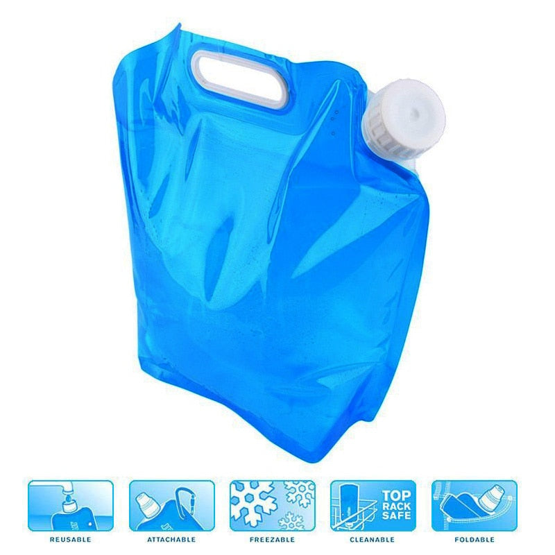 High Capacity Outdoor Water Bag 5/10L Folding Water Bag Canister PE Tasteless Safety Seal Lightweight Drinking Water Storage Bag - Gufetto Brand 