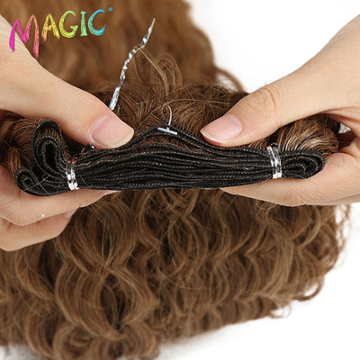 MAGIC Deep Curly Synthetic Hair Weave Deep Wave Hair Bundles 28&quot;30&quot;32&quot;Inches Ombre Color Two Tone Curly Hair Extension 120g - Gufetto Brand 