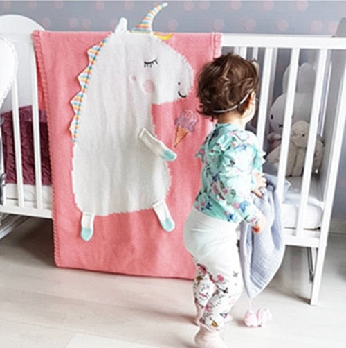 60cm*120cm Cartoon Flamingo Deer Unicorn Animal Cute Baby Throw Blanket Sofa Bed Travel Plaids Wool Thread Blanket Children Gift - Gufetto Brand 