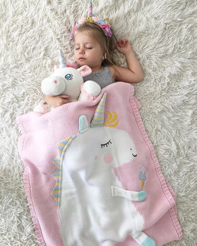 60cm*120cm Cartoon Flamingo Deer Unicorn Animal Cute Baby Throw Blanket Sofa Bed Travel Plaids Wool Thread Blanket Children Gift - Gufetto Brand 