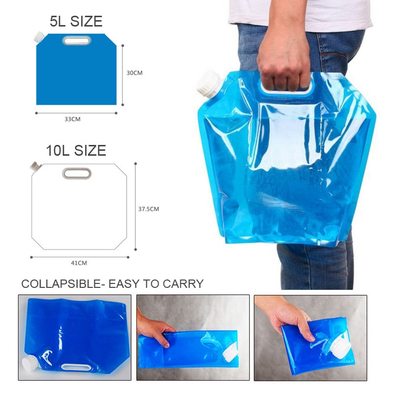 High Capacity Outdoor Water Bag 5/10L Folding Water Bag Canister PE Tasteless Safety Seal Lightweight Drinking Water Storage Bag - Gufetto Brand 