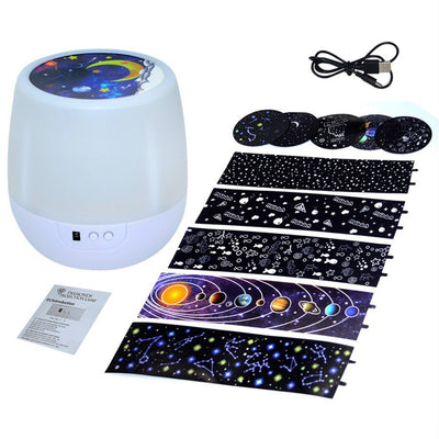 Proiettore di cielo stellato colorato Rotazione della luce notturna Lampada da notte di luna stellata Ricarica USB per regalo di compleanno Bambini romantici - Gufetto Brand 