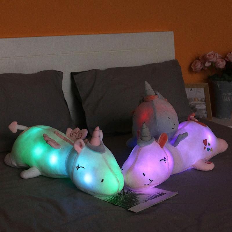 60CM Lovely Rainbow Glowing Light Unicorn Plush Toys For Children Soft Stuffed Cute Luminous Animal Pillow Dolls Kids Xmas Gift - Gufetto Brand 