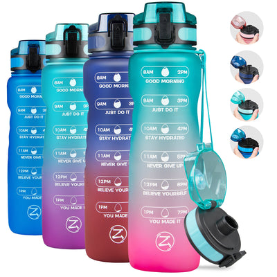 ZOMAKE 32oz Motivational Water Bottle with Time Marker,Leakproof  Sports Water Bottle BPA Free,Fruit Water Bottle Sports 1 Liter - Gufetto Brand 