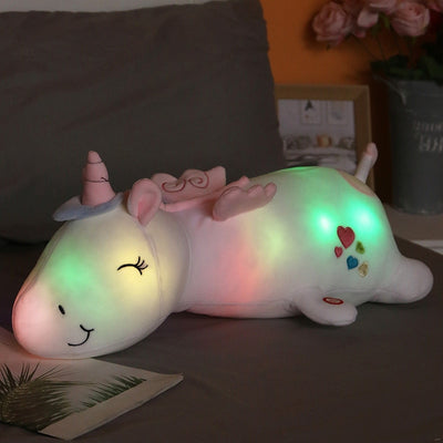60CM Lovely Rainbow Glowing Light Unicorn Plush Toys For Children Soft Stuffed Cute Luminous Animal Pillow Dolls Kids Xmas Gift - Gufetto Brand 