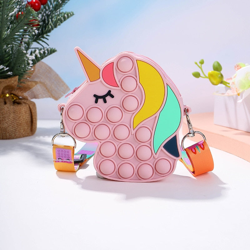 Fashion Fidget Toys Push Bubbles Toy Rainbow Unicorn Coin Purse Wallet Ladies Bag Silica Simple Dimple Crossbody Bags For Girls - Gufetto Brand 