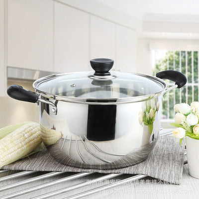1pcs Stainless Steel pot 1.5L-4L Double Bottom Soup Pot Nonmagnetic Cooking Multi-purpose Cookware Non-stick Pan general use - Gufetto Brand 