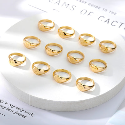 12 anelli di costellazione in acciaio inossidabile per donna, segno zodiacale vintage, fede nuziale estetica, accessori per dita di moda, gioielli - Gufetto Brand 