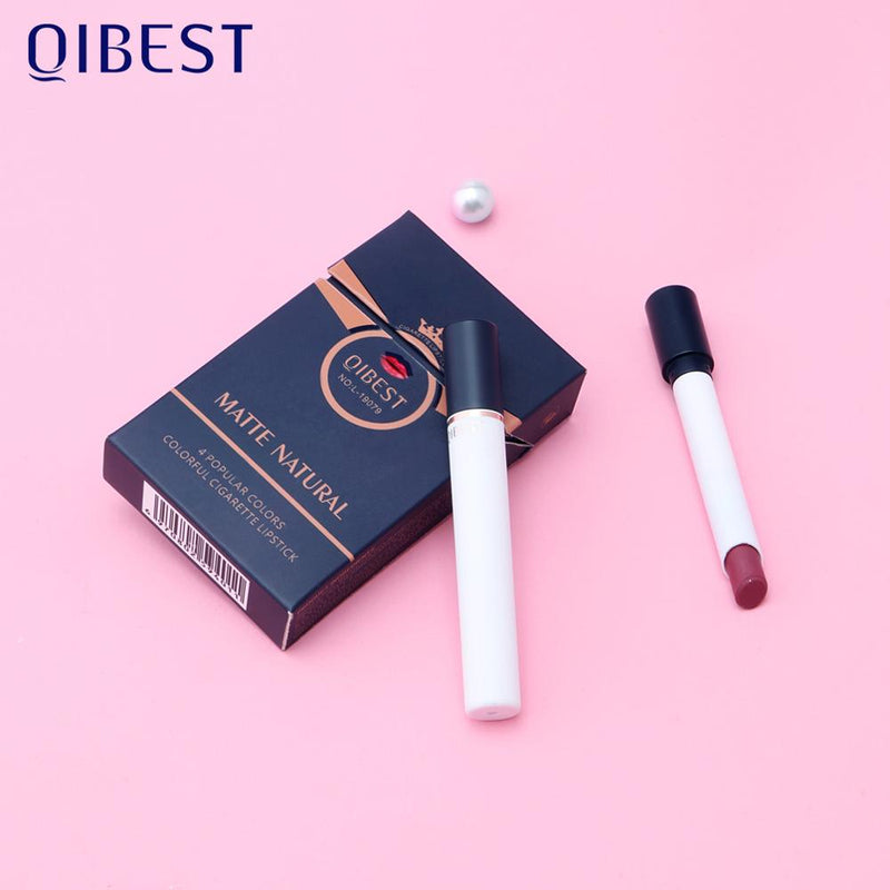 Rossetto Opaco 4 Colori/Set Trucco Labbra Tubo di Sigaretta Impermeabile di Lunga Durata - Gufetto Brand 