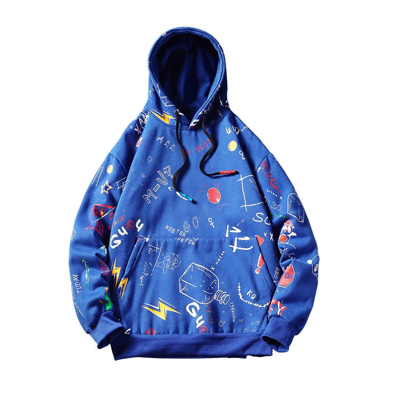 GONTHWID Japanese Anime Graffiti Print Hooded Sweatshirts Streetwear Hip Hop Harajuku Casual Pullover Hoodies Mens Fashion Tops - Gufetto Brand 