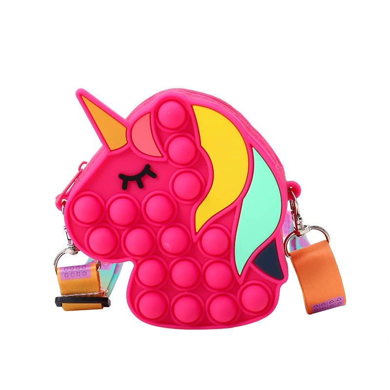 Fashion Fidget Toys Push Bubbles Toy Rainbow Unicorn Coin Purse Wallet Ladies Bag Silica Simple Dimple Crossbody Bags For Girls - Gufetto Brand 