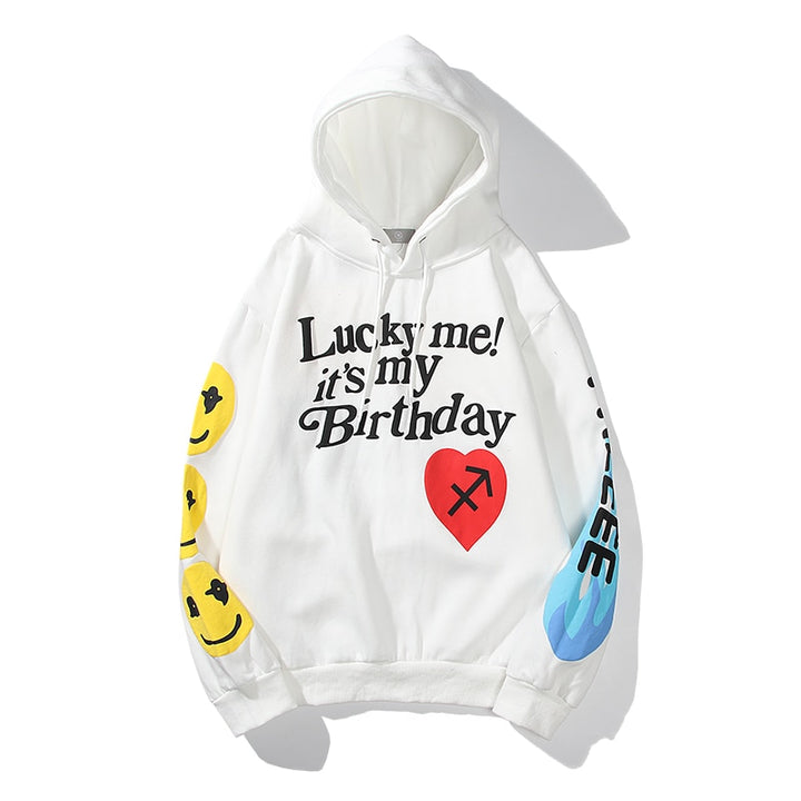 Harajuku Retro Smiley Flame Print Round Neck Sweatshirts Men and Women Plus Velvet Streetwear Fleece Hoodie Pullover - Gufetto Brand 