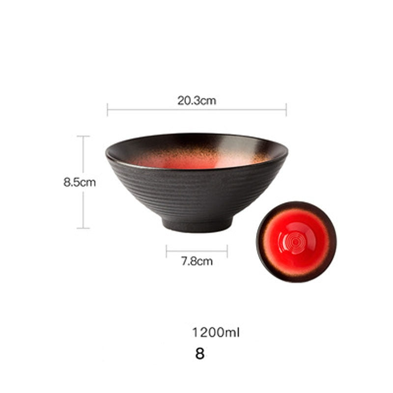 Ciotola di ramen giapponese FANCITY Ciotola singola in ceramica Ciotola per insalata per uso domestico Ciotola grande Stoviglie per ristoranti speciali creativi - Gufetto Brand 
